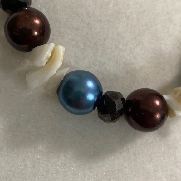 Hand Crafted Seashell Copper Blue Bronze Sparkle Vintage Bohemian Necklace - Picture 10 of 16